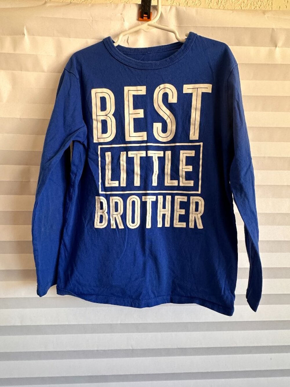 Best Little Brother Long Sleeve Blue Graphic Tee Shirt Size 7/8 Boys Medium